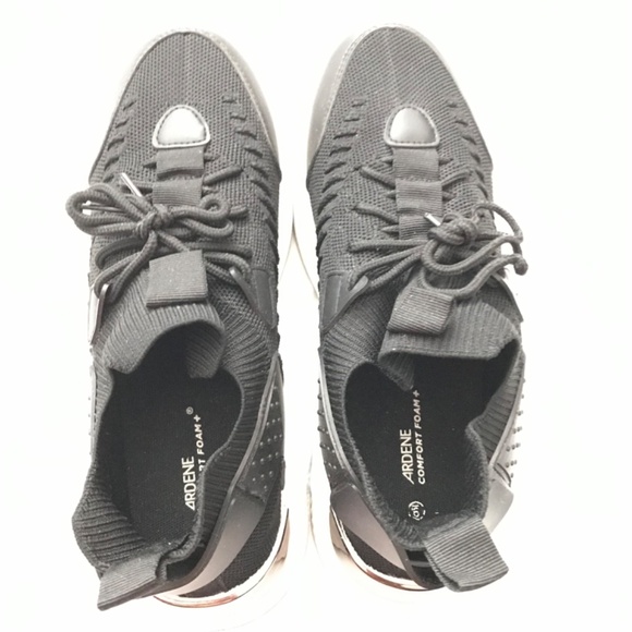 Reflective Running Walking Sneakers Size 8 Fit Laces Slip In Black White - Picture 6 of 8